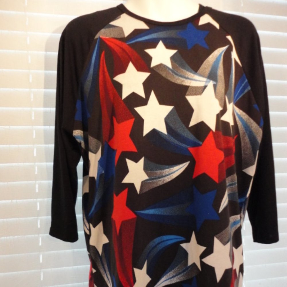 LuLaRoe Randy style shirt sz L red, white, & blue